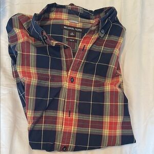Michael Kors Blue and Red Casual Button Down Shirt